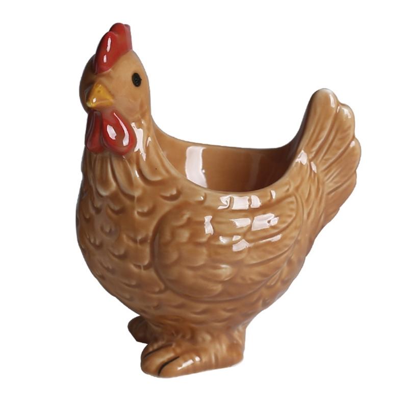 

Durable Hen Shape Ceramic Eggs Tray Produced To Prevent Rolling Eggs Tabletop Eggs Stand Ideal For Home Kitchens Use коричневий