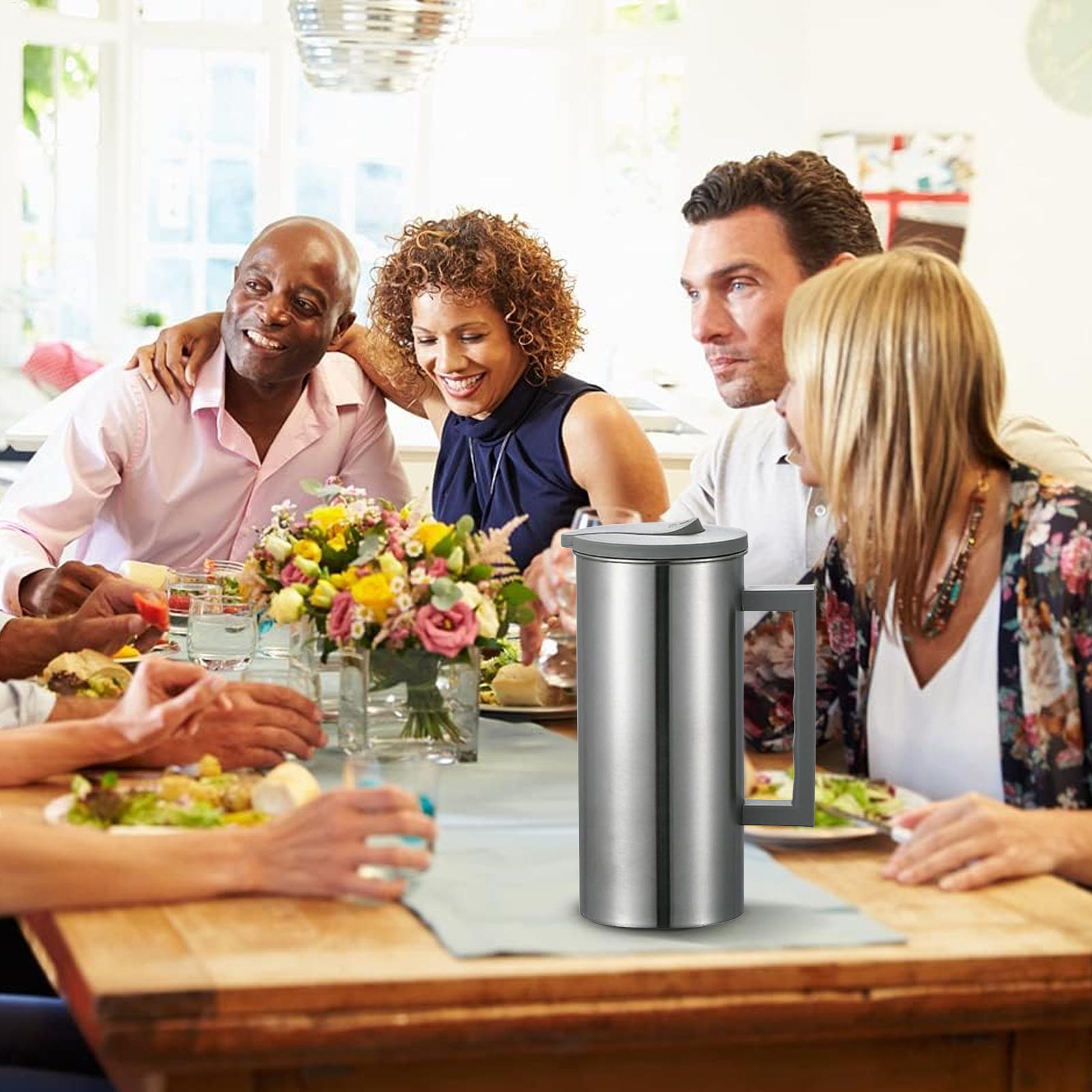 

Stainless Steel Pitcher Large Metal Beverage Container With Lid Lightweight Drinking Dispenser Container With Non-Slip Handle China Mainland