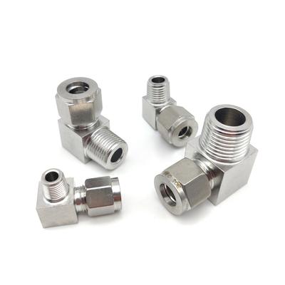 Stainless Steel Double Ferrule Elbow 6mm 8mm 10mm 18mm Tube To 1/8" 1/4" 3/8" 1/2" 90 Degree Right Angle Male Thread Fitting