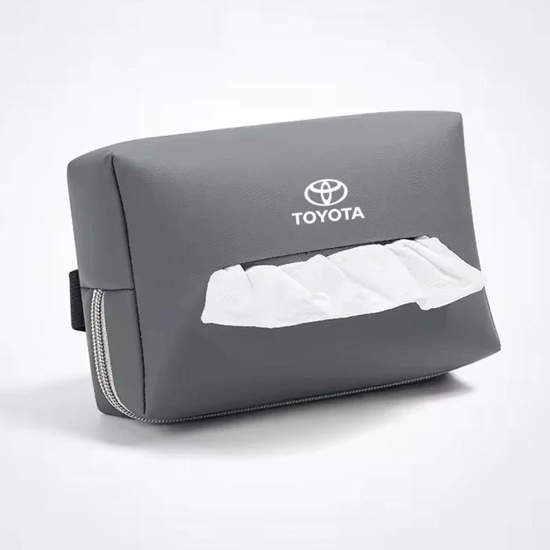

For Toyota PU Leather Car Tissue Box Storage Bag Accessories Gazoo Racing Corolla Yaris Chr Auris Rav4 Prius Prado Ave