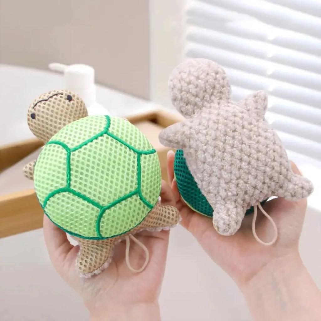 1pc Double-sided Turtle Bath Sponge Ball Cute Reusable Exfoliating Body Scrubber Portable Shower Deep Cleansing Bathing Tool HOT