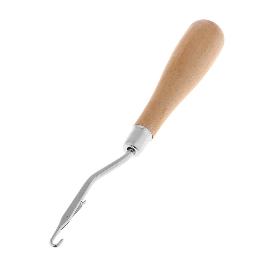 Großer Holzgriff Hakenverschluss für Teppichhandwerk Gebogenes Metall Häkelwerkzeug für DIY Geflochtene Haare und Strickprojekte