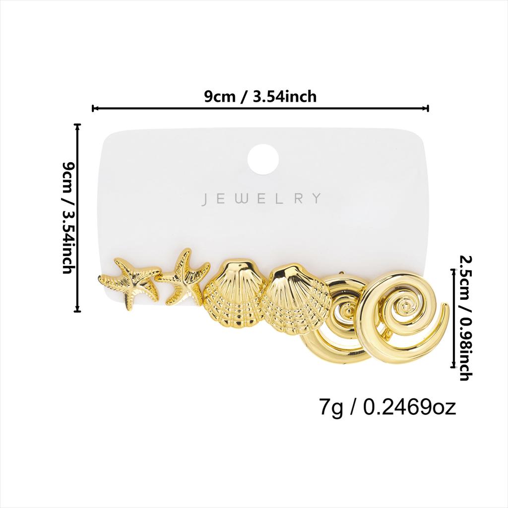 New Ocean Resort Style Starfish, Shell, and Conch Earring Set for Women - Exquisite and Elegant Best-Selling Jewelry