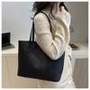 Korean Version Large Capacity Solid Color Faux Leather Tote Bag Fashion Vintage Commute Simple Shoulder Bag