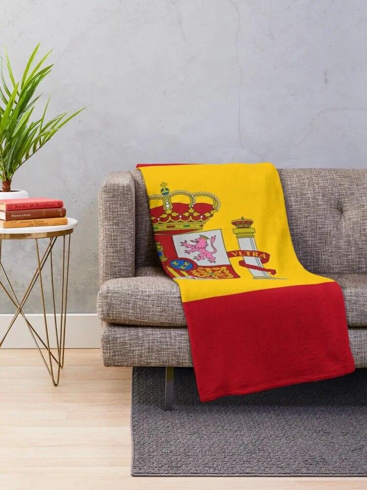 Spain Flag Spanish Patriotic Throw Blanket Shaggy Blanket Big Thick Furry Couple Blanket Vintage Blanket