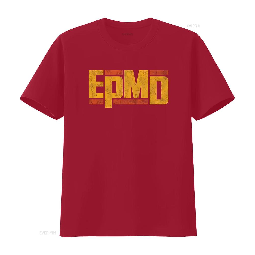 Unisex Epmd Verweerd Klassiek Logo Slim Fit T-shirt Medium Zwart Vintage Mode Licht Rekbaar Designer Kleding