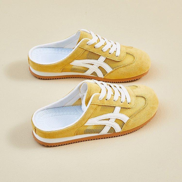 Cool slippers women's summer wear mesh thick-soled lazy shoes one pedal bag head half slippers 2025 new casual shoes drag