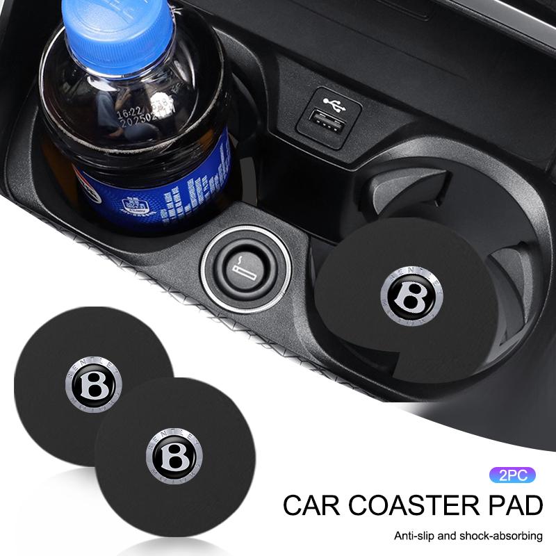 Suede Car Coaster Anti-slip Water Cup Heat Insulation Mat for New Bentley Flying Hurtling Spur Continental GT Bentayga Mulsanne