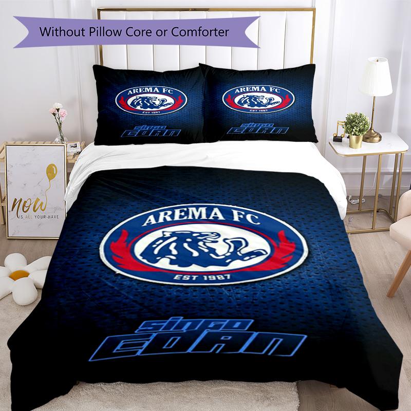 Arema Football Club Printed Pattern Duvet Cover Set – Includes 1 Duvet Cover and 2 Matching Pillowcases Bedroom Decor Christmas Gifts