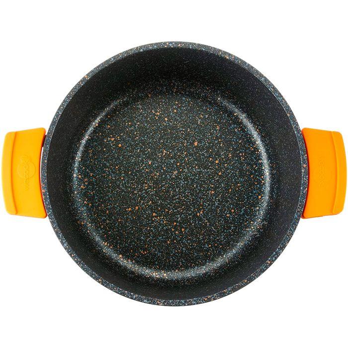 Casserole 24cm, Induction, Couvercle En Verre, Antiadhésive, Fonte d'Aluminium Wecook Ecochef Noir 53158