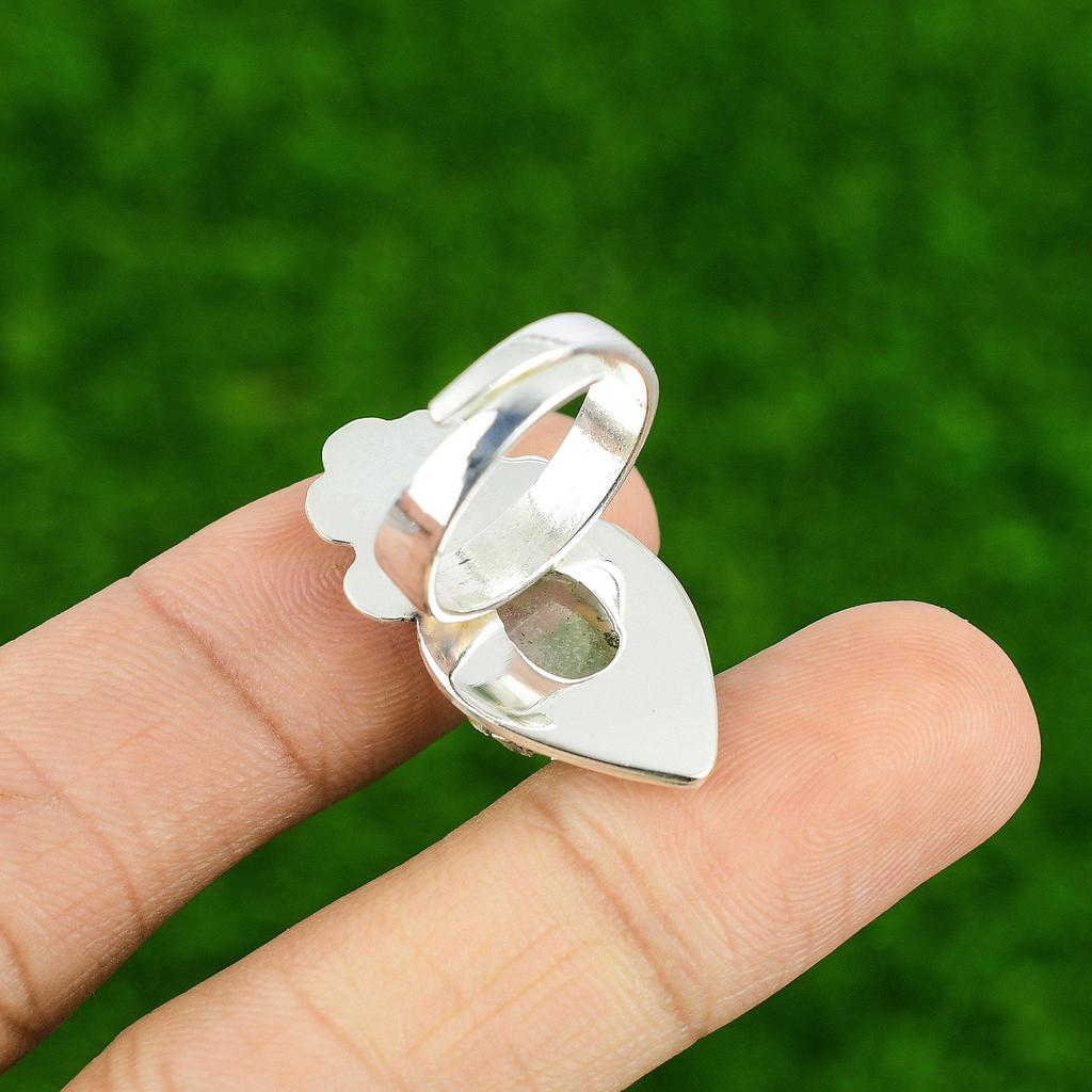 Natural Moonstone Gemstone Statement Adjustable Ring 925 Silver For Women