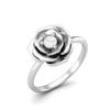 925 Sterling Silver 3 MM Round Pearl Blossom Rose Flower Women Wedding Ring