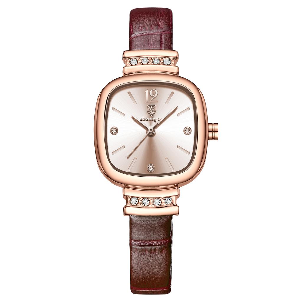 POEDAGAR Fashion Square Ladies Wristwatch Waterproof Leather Luxury Diamond Quartz Woman Watch Elegant Casual Watches