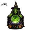 Spooky Home Ornament LED Lighted Halloween Faux Crystal Ball Decoration, Resin Witch/Skeleton/Cat/Ghost Figurine with Detailed Claw Bone