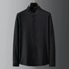 Casual Lightweight Suit For Men Spring/Summer New Bubble Gauze Striped Pleated Stand-Up Collar Men'S Shirt