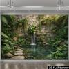 2D Tropical Courtyard Waterfall Backdrop for Nature, Outdoor & Greenery Photography