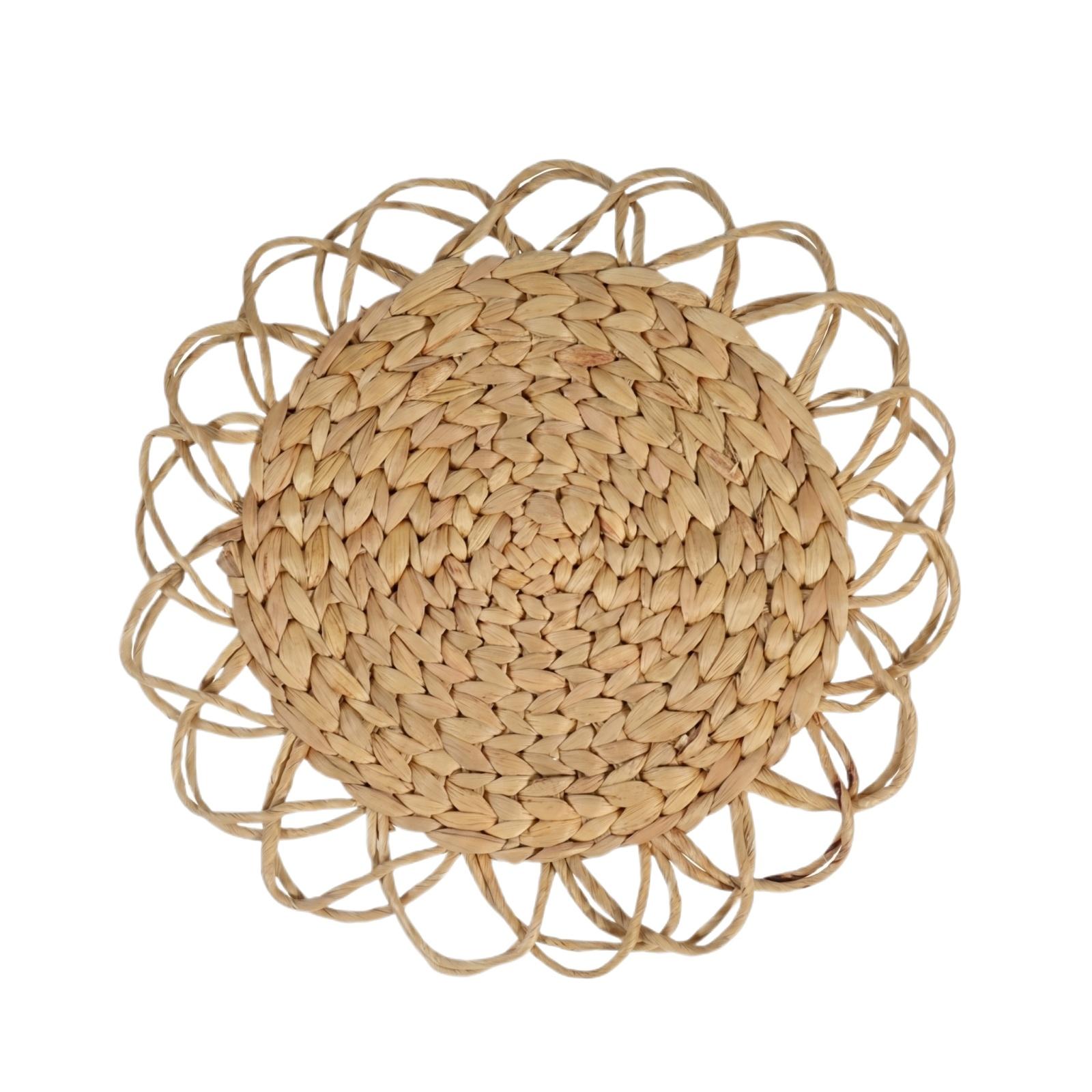 

Round Simple Woven Table Placemat Natural Fiber Coaster Heat Resistant Non Slip Durable Dining Mat for Home Kitchen Use One Size