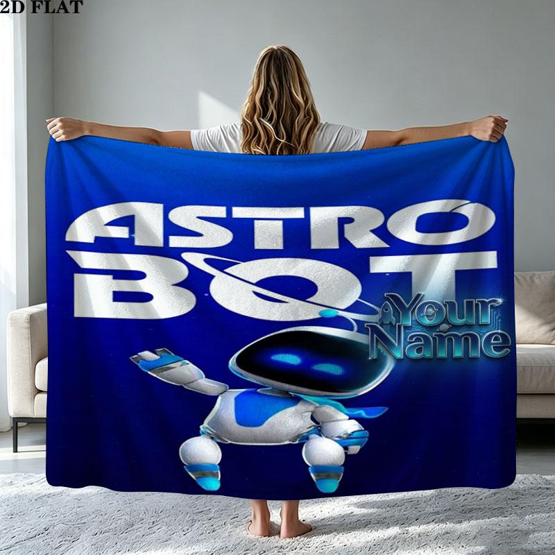 1PC ASTRO BOT Custom Name Patterned Flannel Blanket Suitable For All Seasons for Home Decor Warmth and Comfort Gifts Holiday Present