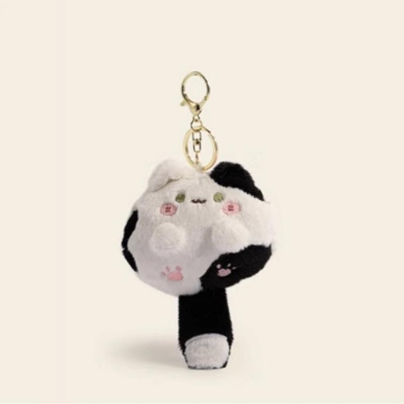 Lightweight Squeaking Cat Pendant Portable Animal Keychain Stuffed Doll Charm Keyring Gift for Students and Adults