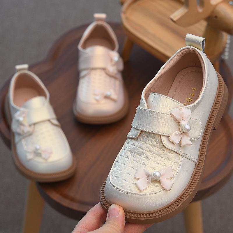 2025 Mädchen Leder Prinzessin Schuhe mit Schleife - Frühling/Herbst Kollektion