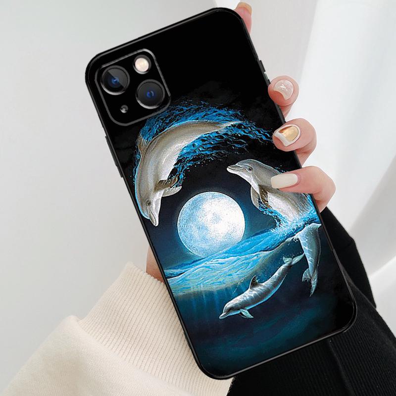 Cute Dolphin Ocean Phone Case For iPhone 17 Pro Max 15 14 13 11 12 16 Pro Max mini 15 16 Plus 16e 17 Air Cover