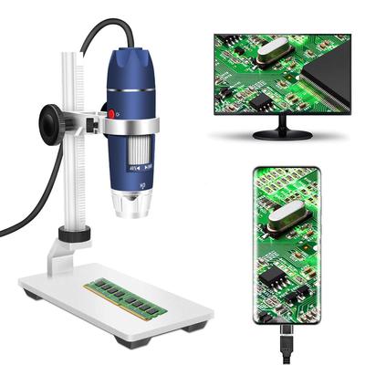 Jiusion HD 2MP USB Digital Microscope 40x To 1000x Portable Magnifying Endoscope Camera with 8 LEDs Aluminum Alloy Stable Stand OTG for Android Mac
