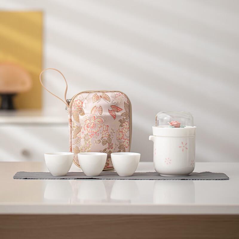 Sushitao White Ceramic Gaiwan Tea Set