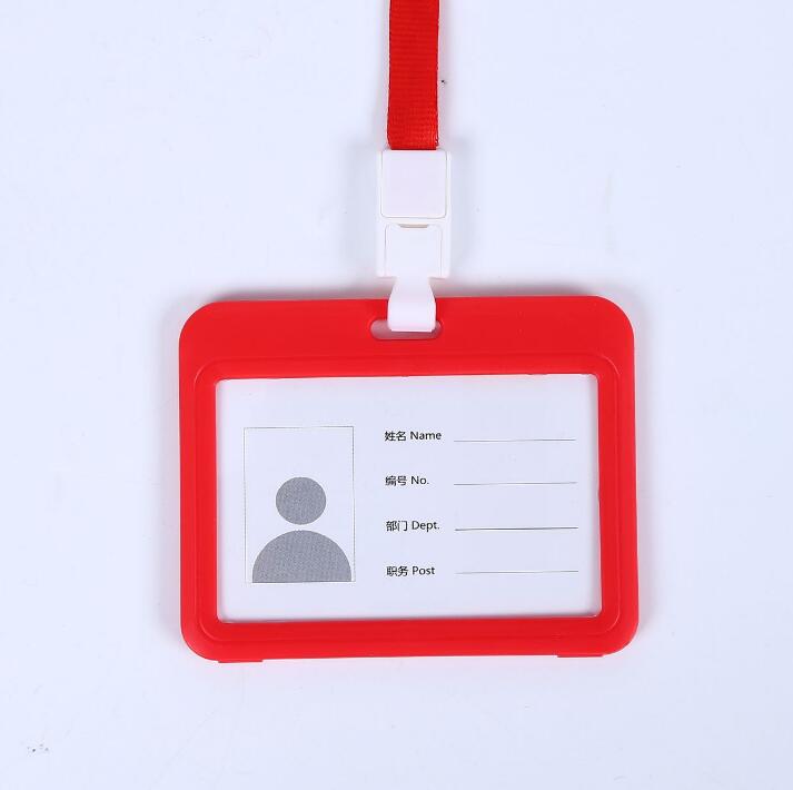 1pc Cute Double Sided Transparent ID Card Holder Waterproof Name Badge Holder Horizontal Id Badge Holder