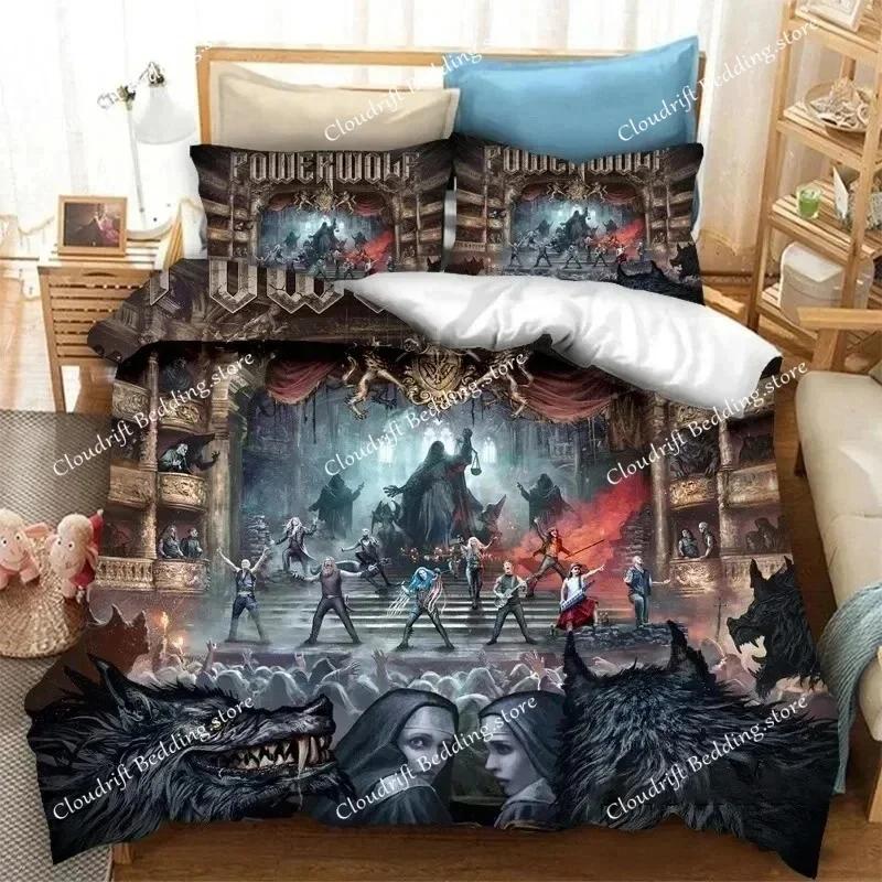 3D Print Powerwolf Band Bedding Set Duvet Cover Bed Set Quilt Cover Pillowcase Comforter King Queen Size Boys Adult Bedding Set0