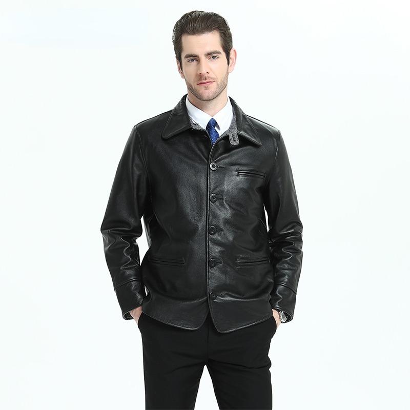 Китайский размер длинное мужское кожаное пальто 100% натуральная коровья кожа мужская натуральная кожаная куртка мужская осенняя мужская зимняя куртка мужская кожаная одежда M201 XL черный кожаный жакет