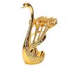 Coffee Spoon Holder Set Metal 6pcs Dessert Spoons and Swan Base Holder for Kitchen Coffee Station Bar Party Tabletop