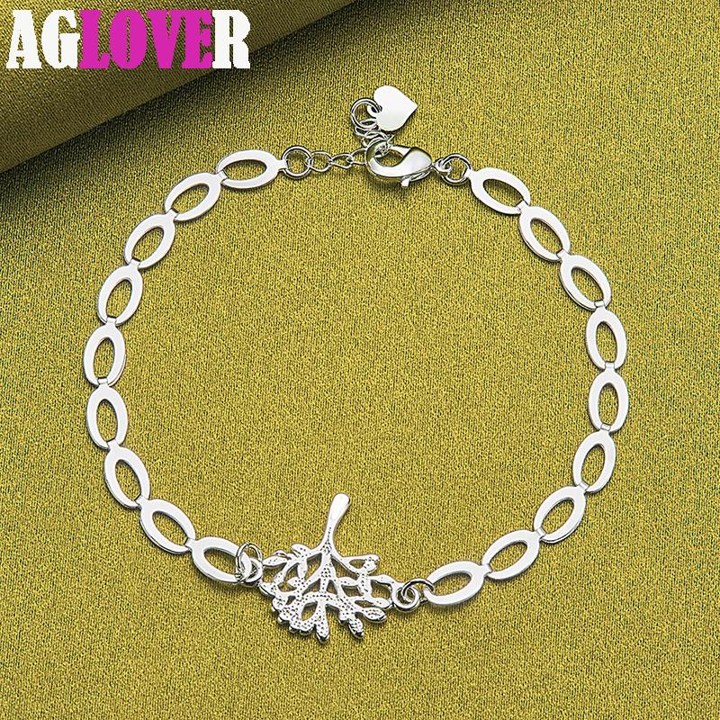925 Sterling Silver Tree Heart Chain Bracelet Jewelry