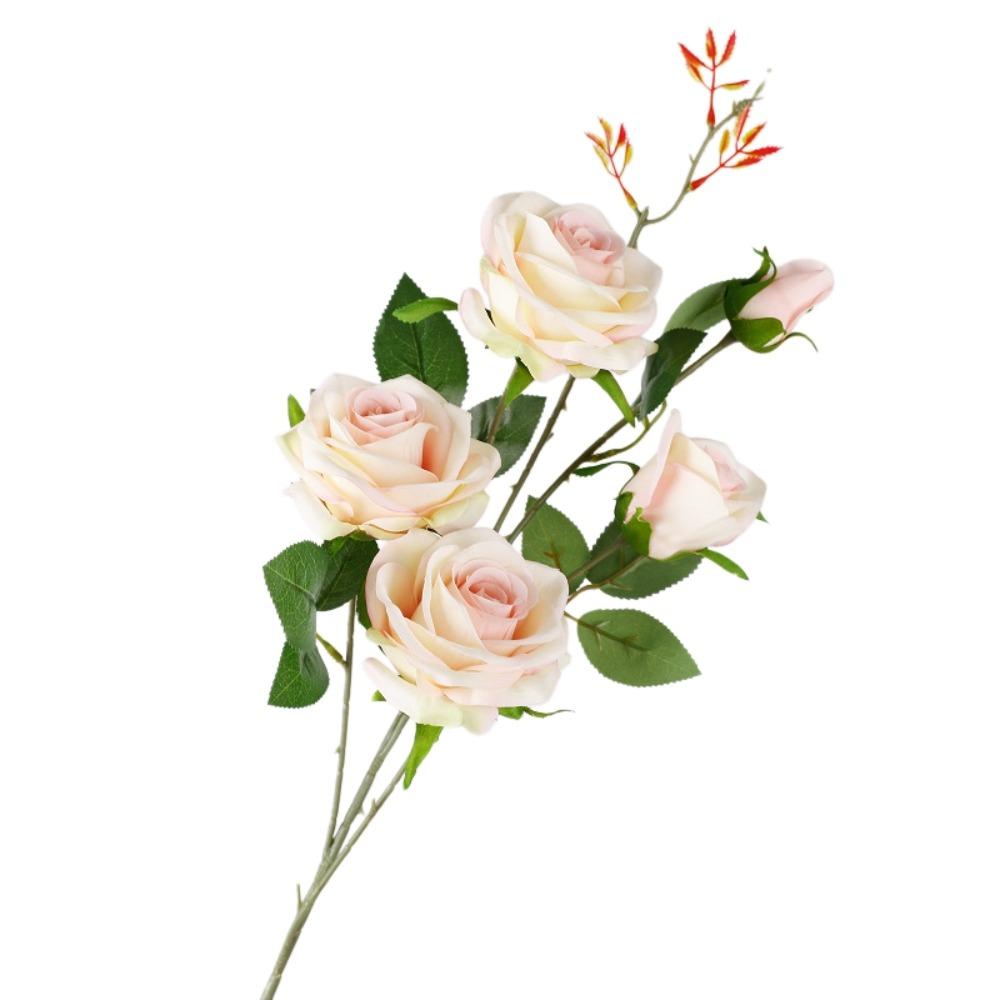 Handmade Artificial Rose Flower Real Touch Faux Rose Branch Fake Flower  Dining Table светло-розовый