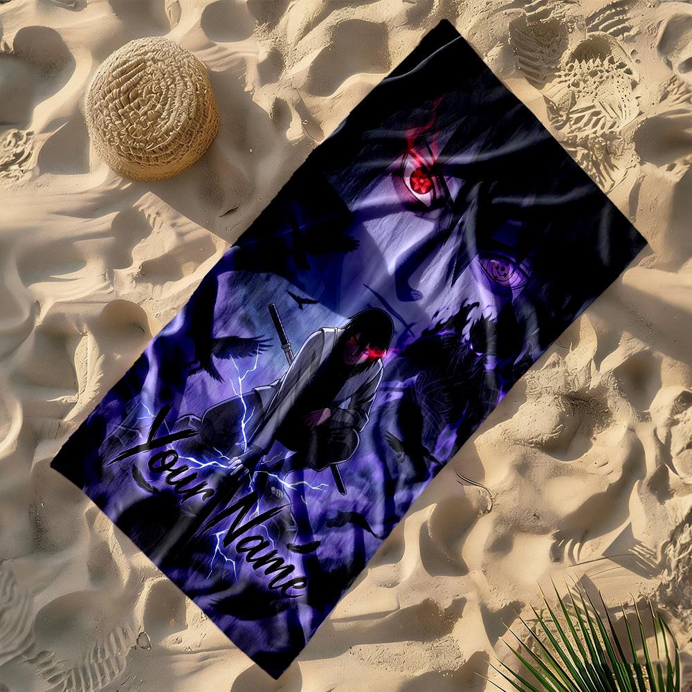 Naruto Character Personalized Name Beach Towel Super Soft Microfiber Quickdry Fabric Suitable for Swimming Gym Camping Yoga Vacation
