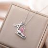My Shape Colorful Rhinestone Ice Skate Shoes Pendant Necklace Hockey Charm Chains For Women Sports Fan Birthday Jewelry Gift