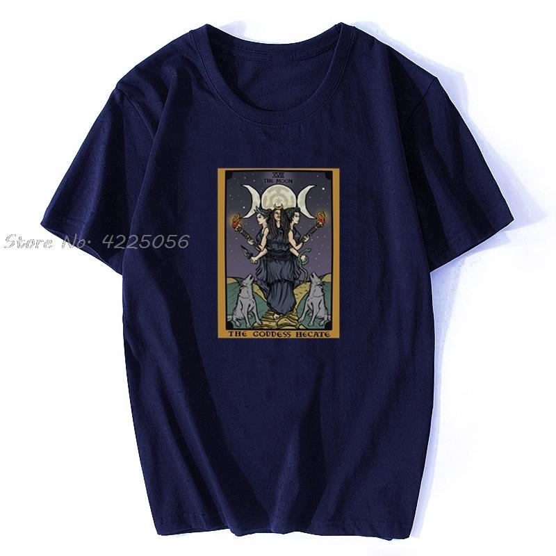Triple Moon Goddess Hecate Witch Tarot Card Tshirt Hekate Statue Witchcraft Gift T Shirt Print Unisex Cotton Tshirt Tee Streetwear