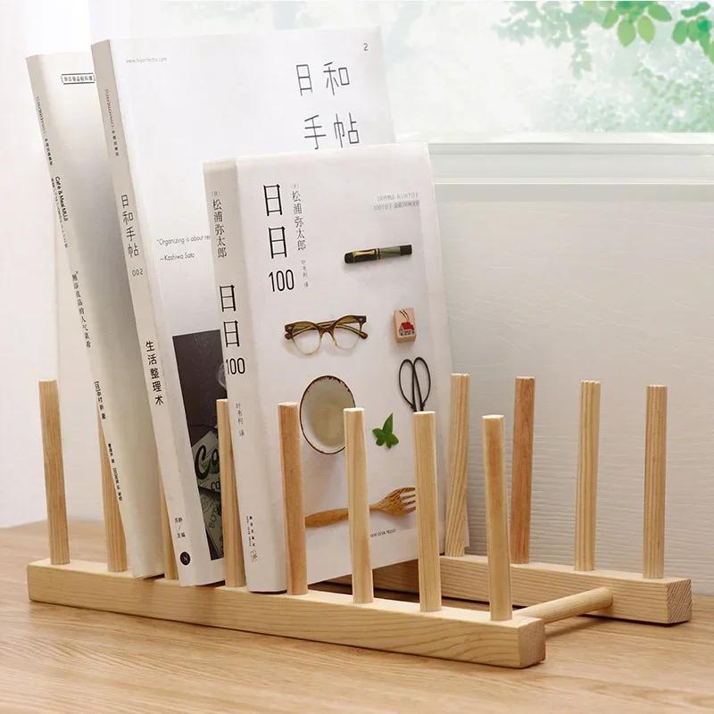 Kitchen Dish Drain Rack Dinnerware Storage Organizer Tray Plate Drying Shelf Wooden Book Cups Display Stand Drainer Holders