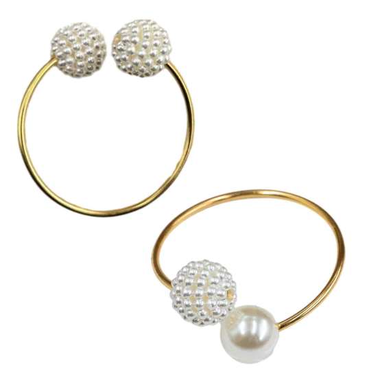 Modern Napkin Rings for Fabric Napkins 3Pcs Faux Pearl Rings, Reusable Metal Holders, Elegant Banquets Weddings Dinner Parties Table Decor Accessories