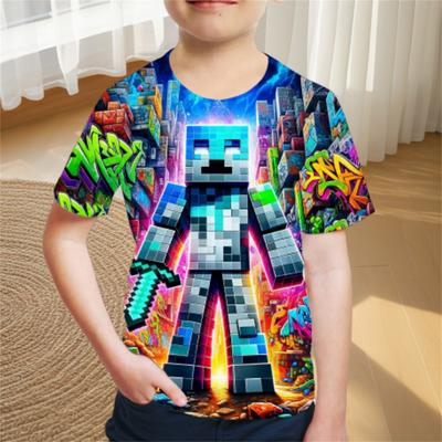 Ropa para niños, estilo aventurero, camiseta de dibujos animados para niño, moda 2024, ropa de verano para bebé, top de cuello redondo para niño
