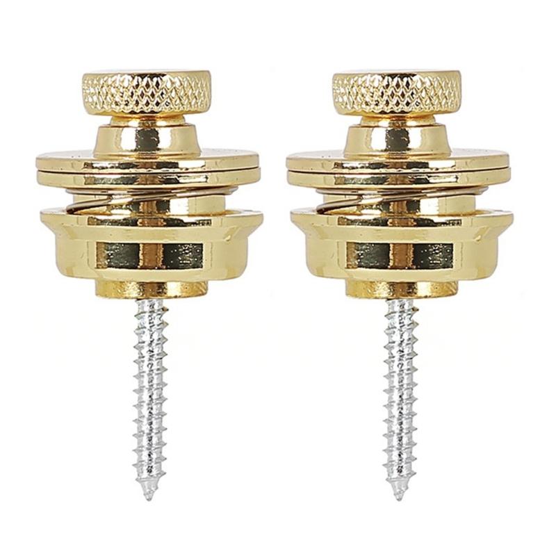 Pack of 2 Guitar Strap Locks Easy to Use Guitars Strap Buttons Metal Texture Bass Straps Locks Metal Guitar Pins