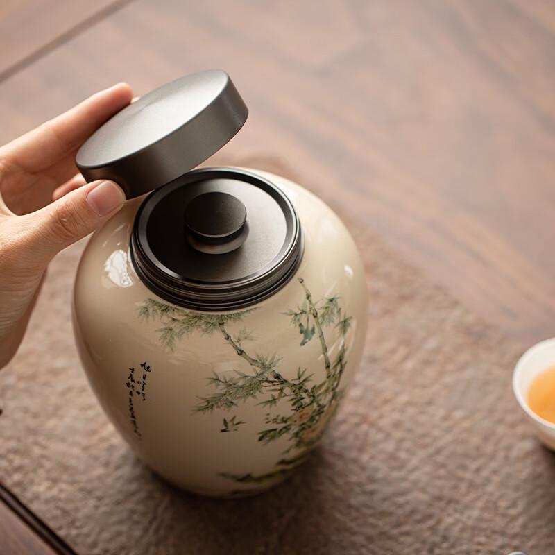 Su's Ceramic Bamboo Garden Tea Caddy