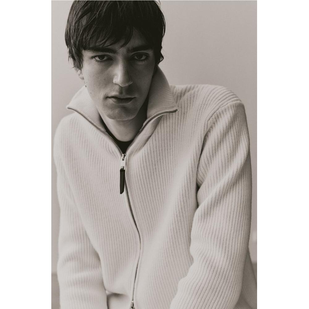 

Кардиган HM Ribbed Knit Regular Fit кремовый XS