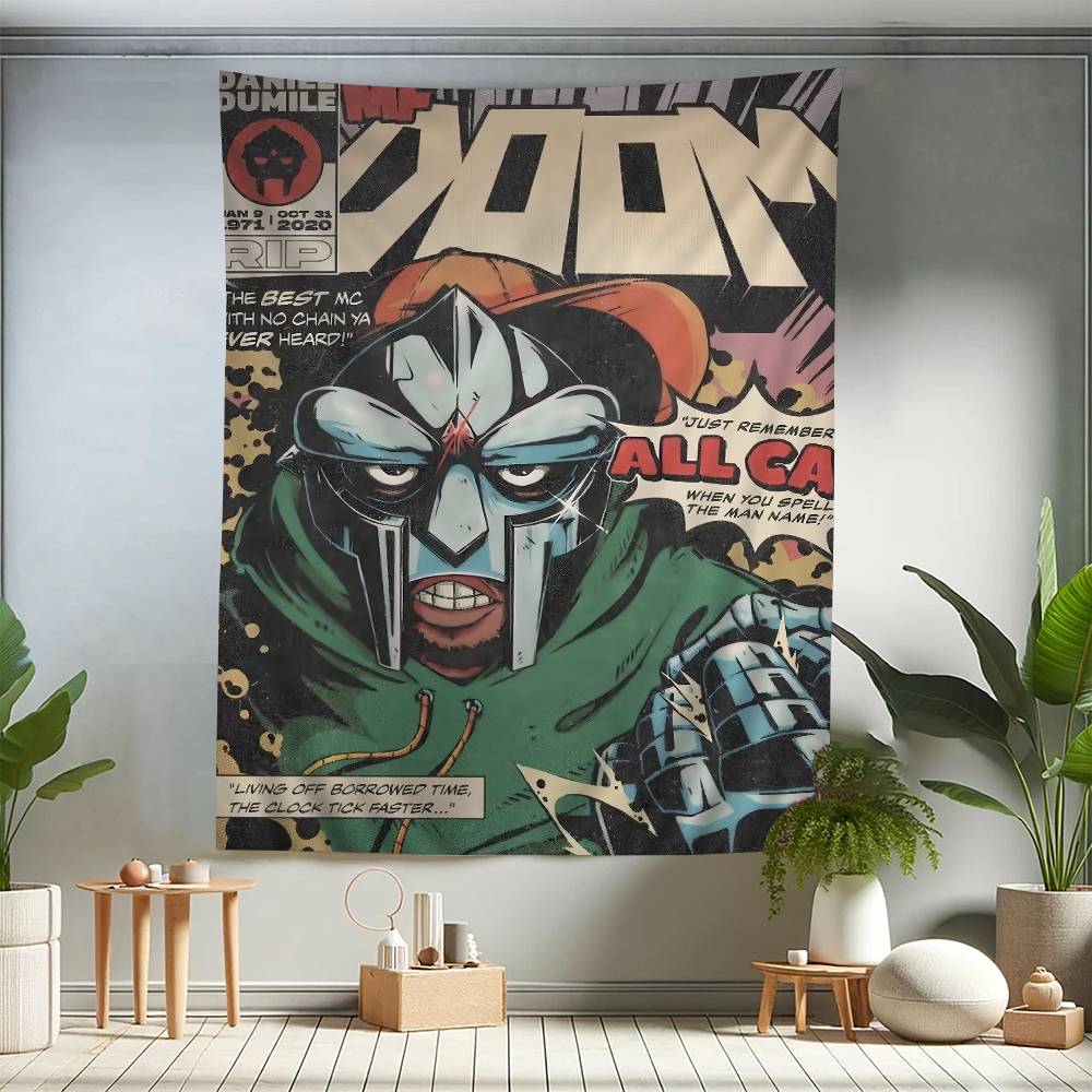 Rap Singer MF DOOM Printed Large Wall Tapestry Hanging Tarot Hippie Wall Rugs Dorm Home Decor