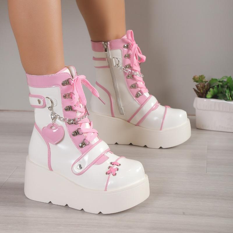 Fashion Fashion Platform Women's Boots Cute Heart-shaped Locomotive Boot Halloween Cosplay Thick Sole Punk Style Women Boots Botas Mujer
