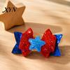Red And Blue Hair Bows Independence Day Bow Clip for Girls, White Glitter Hairpin, Double Layer Decorative Barrettes with Sequins Star, Fashion