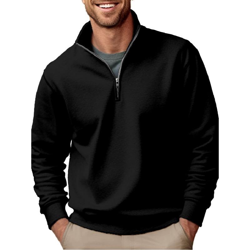 Autumn New Casual Fashion Men's Sweater Solid Color Versatile Stand-up Collar Zipper Top