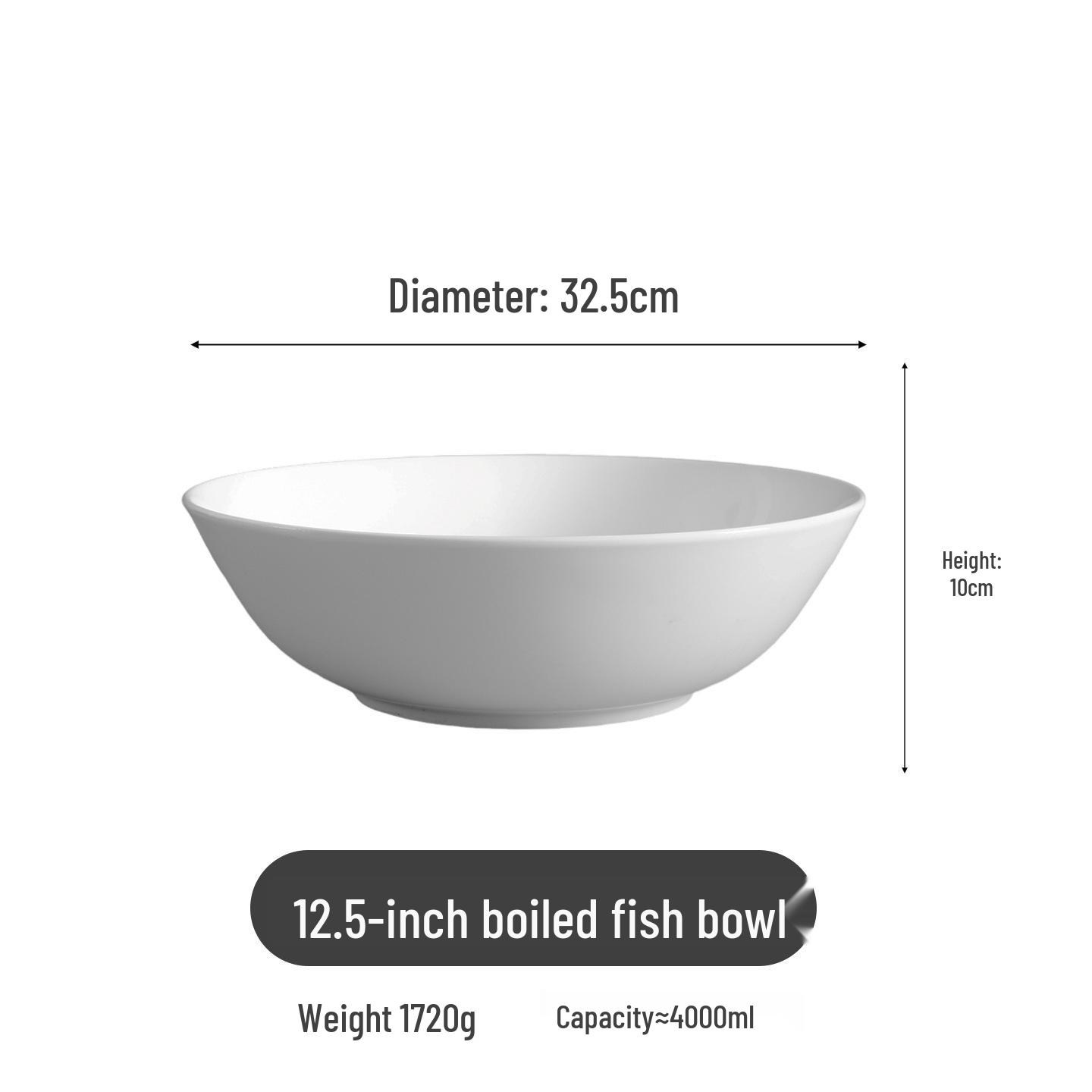 Elegant Large Bone China Soup Bowl – Versatile for Home Use, Stylish Pickled Fish Basin, High-Quality White Ceramic, Creative Design.