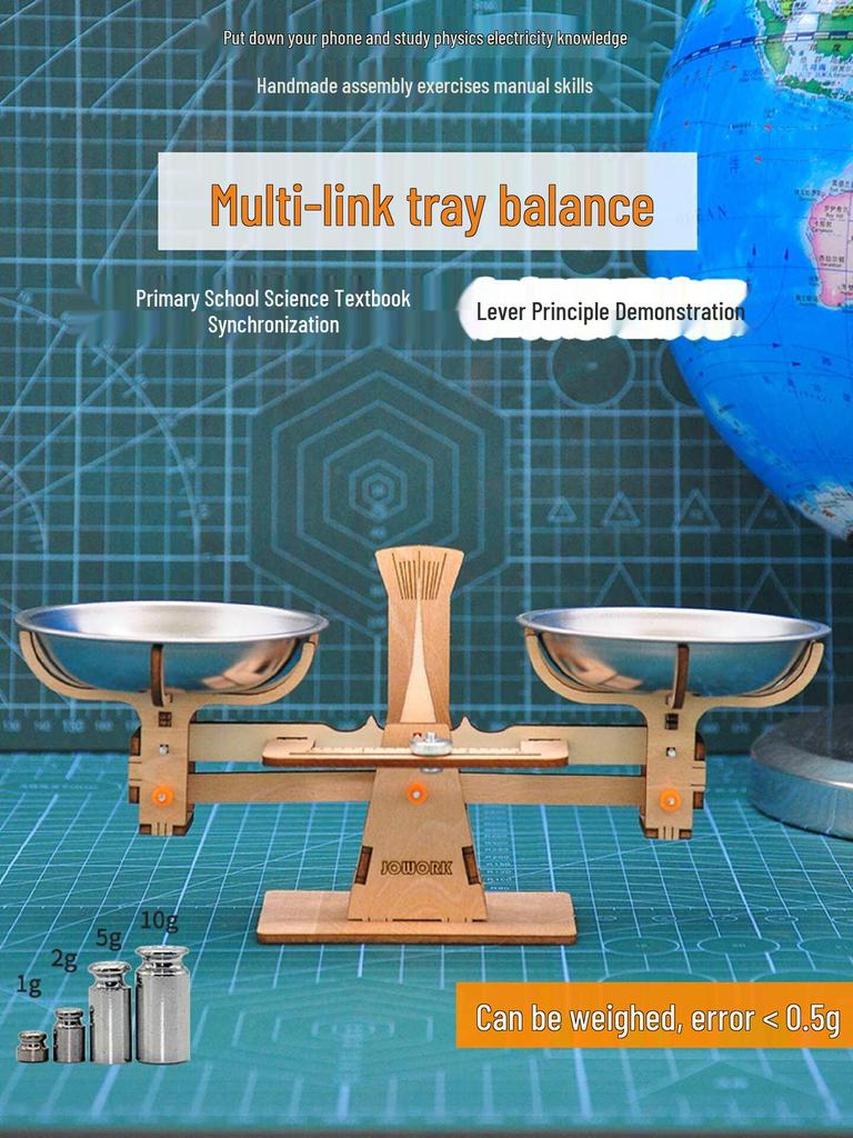 Handmade DIY Tray Balance Scale Kit for School Science Experiments