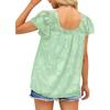 Summer Women T-shirt Square Neck Lace Hollow Out Casual Loose Short Sleeve Chiffon Shirt