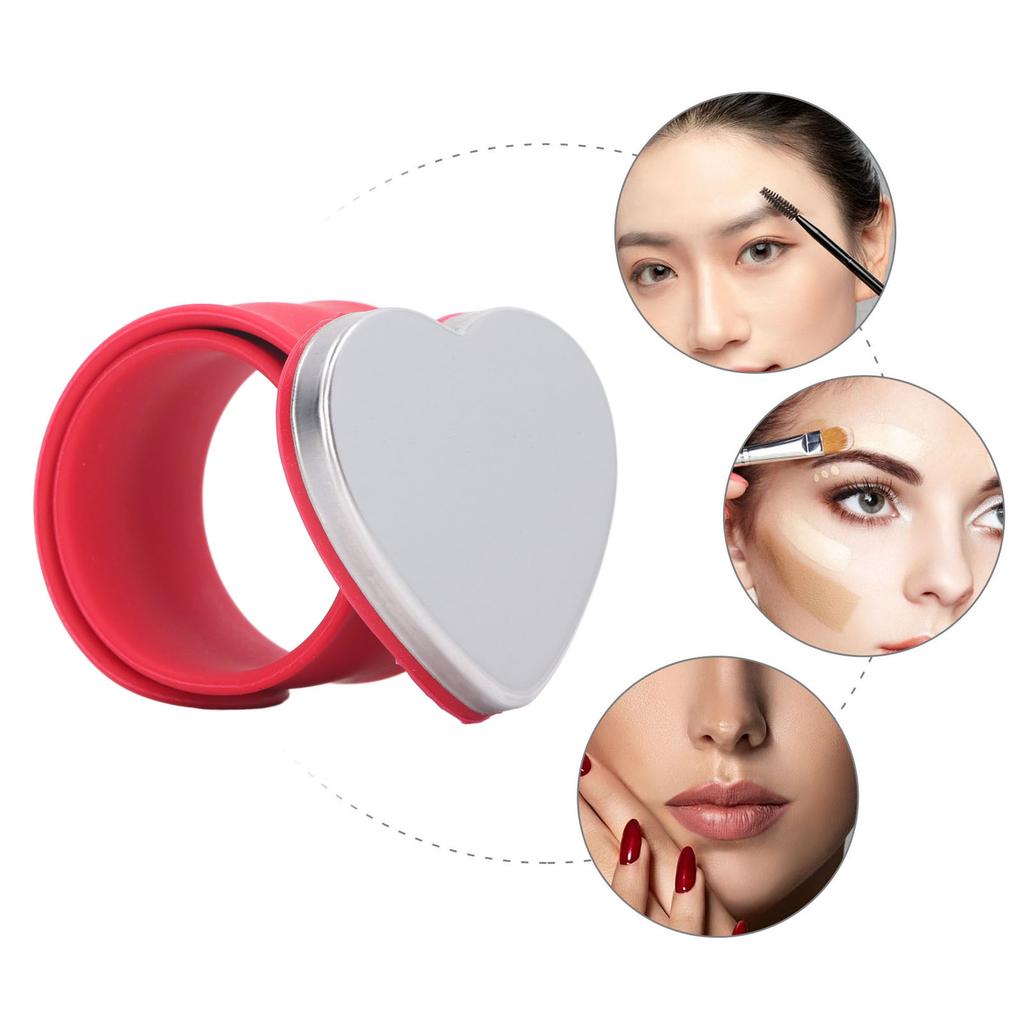 Magnetic Palette Wrist Bracelet Silicone Heart Shaped Slap Ring Magnetic Makeup Wrist Strap for Foundation Mixing Red